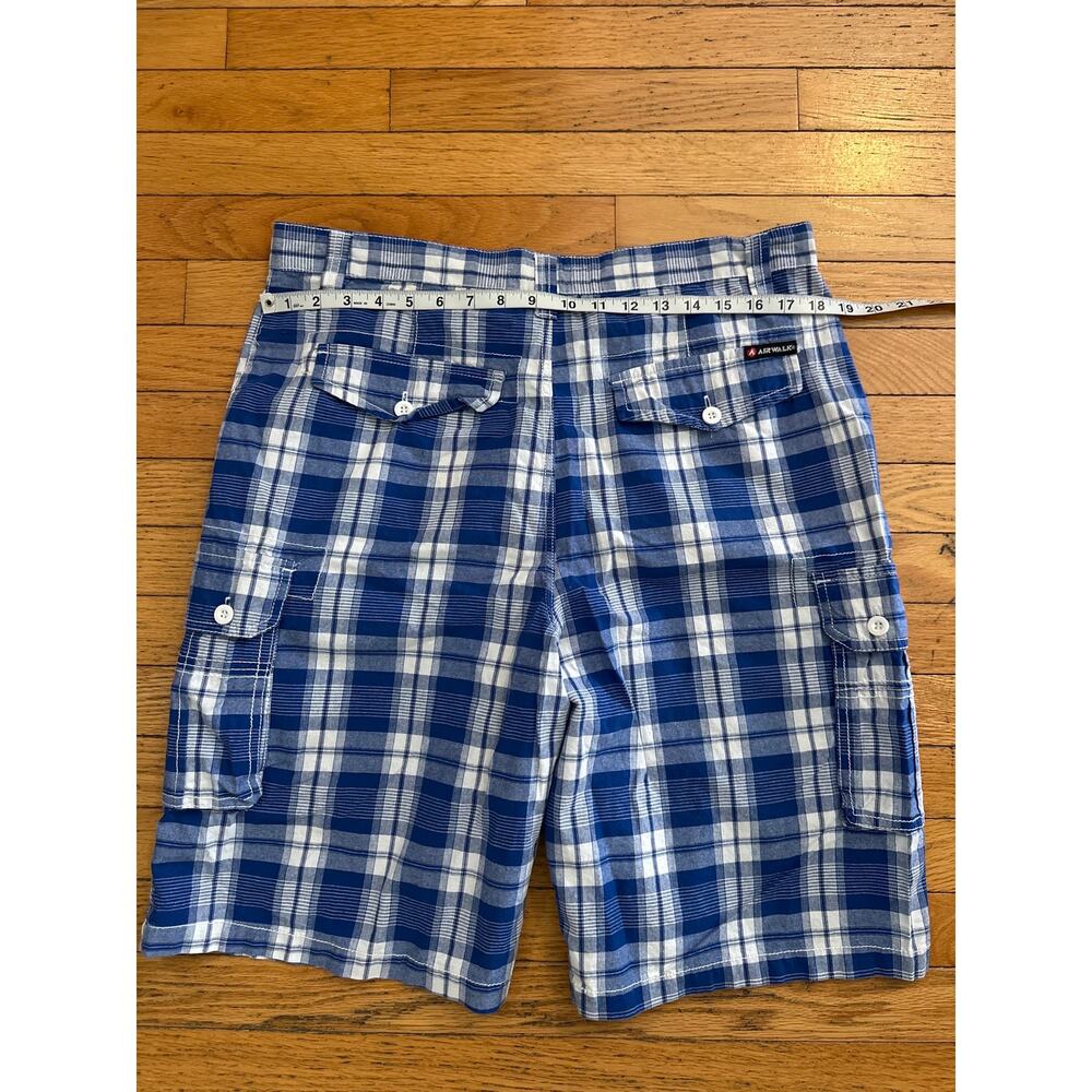Airwalk Plaid Cargo Shorts Mens Size 36 Blue White Casual Summer Skate Y2K - Picture 3 of 4